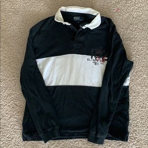 Black White Ralph Lauren Long Sleeve Polo